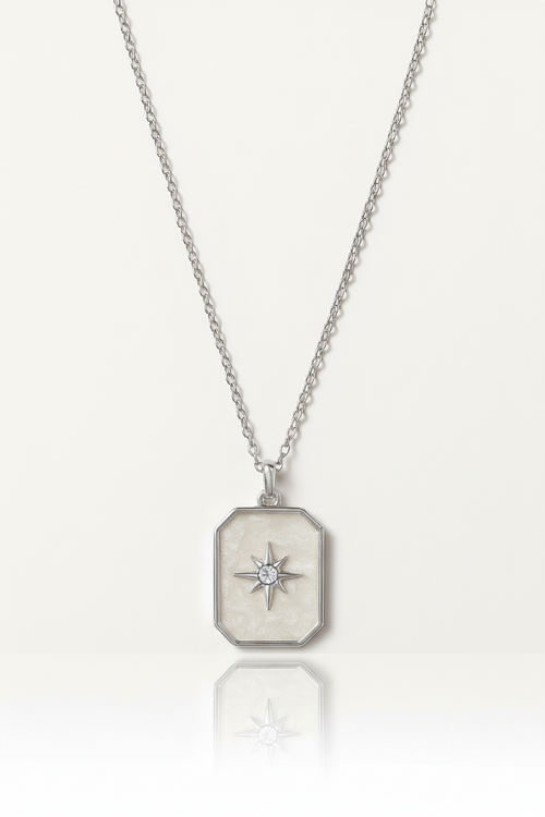Stainless Steel Silver North Star Necklace for Women