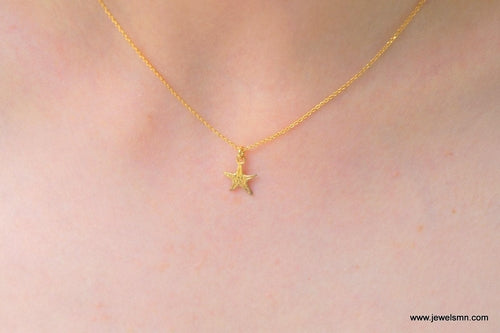 Minimalist Starfish Necklace, Handmade Sea Jewelry, Organic Beach
